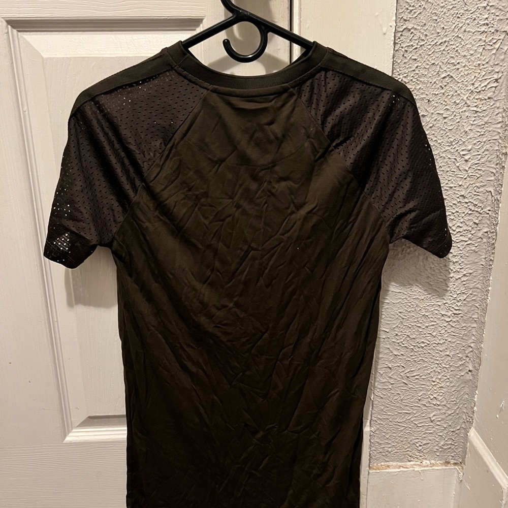 Army green mesh sleeves crew neck asos shirt